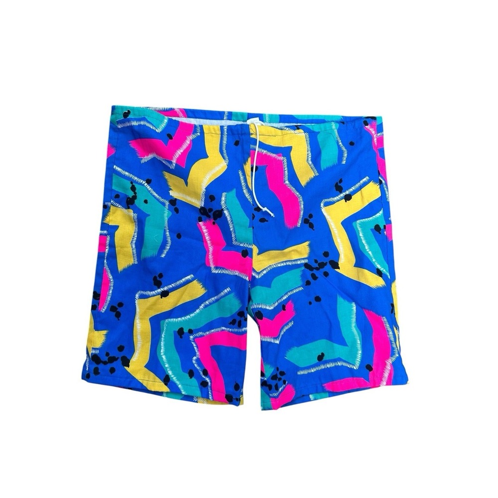 Vintage Neon Board Shorts Bummers Size XL 1980s Abstract Surf Rad Bright‎ Beach